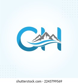 CH mountain hill Logo Template In Modern Creative Minimal Style Vector Design