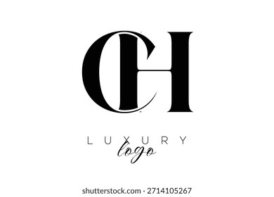 Logo de tipografía de monograma de letra CH Serif para una identidad de marca de Premium elegante