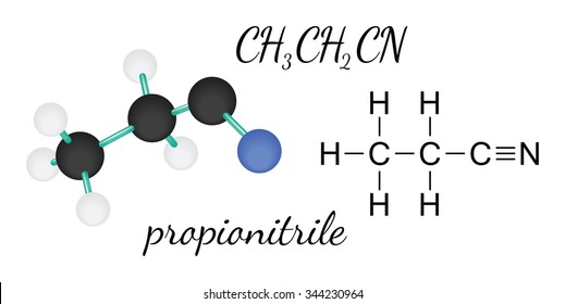 CH3CH2CN propionitrile 3d molecule isolated on white