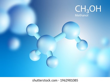 CH3OH methanol, Blue 3D shape of Methane is a chemical compound with the chemical formula Floating in the air. 3d illustration chemistry. Vector.	