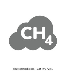 CH4 cloud vector icon. Methane pollution and formula symbol.