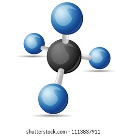 CH4 Methane molecule illustration