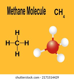 Ch4 Methane Molecule Structure On Yellow Stock Vector (Royalty Free ...