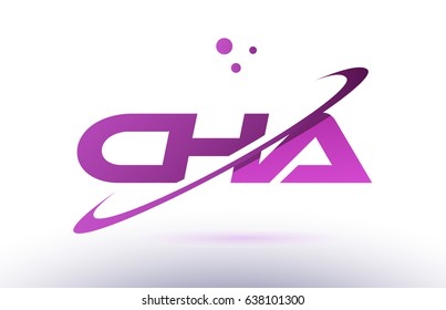 cha c h a  alphabet letter logo combination purple pink creative text dots company vector icon design template