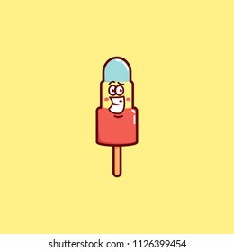 Cha ching over confident popsicle fruit summer ice cream character mascot illustration