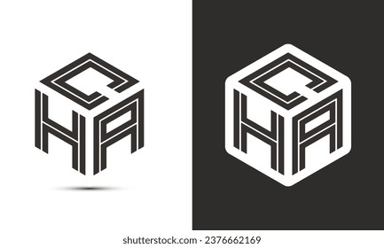 CHA letter logo design with illustrator cube logo, vector logo modern alphabet font overlap style. Premium Business logo icon. White color on black background