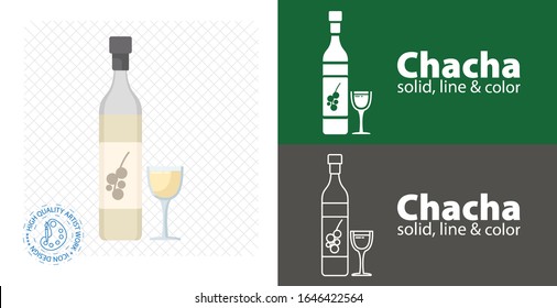 el alcohol chacha bebe de forma plana.ilustración vectorial.