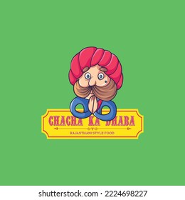 Chacha ka dhaba rajasthani style food vector logo design.