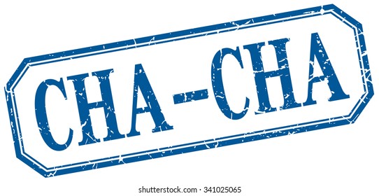 cha-cha square blue grunge vintage isolated label