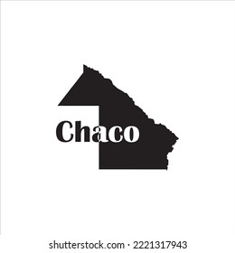 Chaco-Karte und schwarzes Buchstabendesign auf weißem Hintergrund