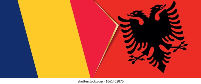 Banderas del Chad y Albania, dos banderas vectoriales símbolo de relación o enfrentamiento.