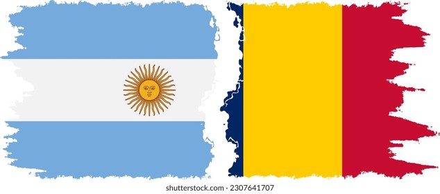 Chad and Argentina grunge flags connection, vector