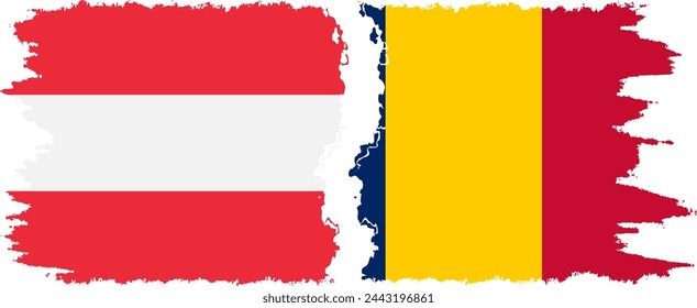 Chad and Austria grunge flags connection, vector