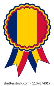 Chad Award Ribbon vector in the original national colors red, blue  and yellow  .
Representing Republic of Chad in Africa.