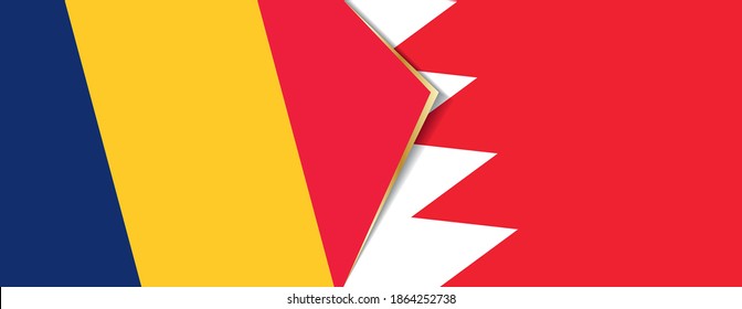 Chad and Bahrain flags, two vector flags symbol of relationship or confrontation.