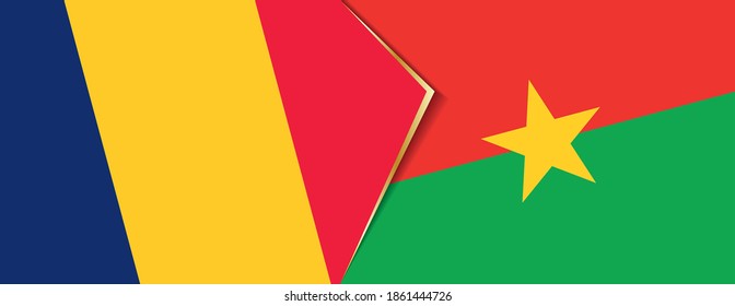 Chad and Burkina Faso flags, two vector flags symbol of relationship or confrontation.