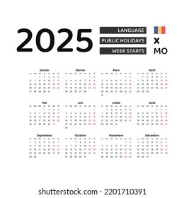 Chad Calendar 2025 Week Starts Monday Stock Vector (Royalty Free