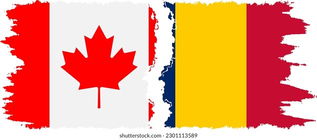 Chad and Canada grunge flags connection, vector
