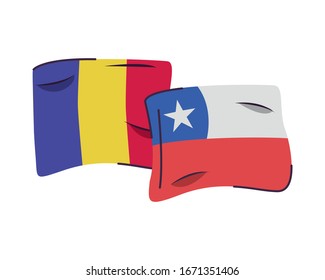 Flaggenstaaten mit Kreide und Kacheln einzeln auf Symbolen Vektorillustration - Design