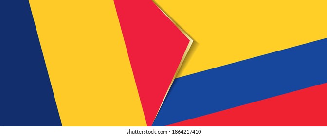 Chad and Colombia flags, two vector flags symbol of relationship or confrontation.