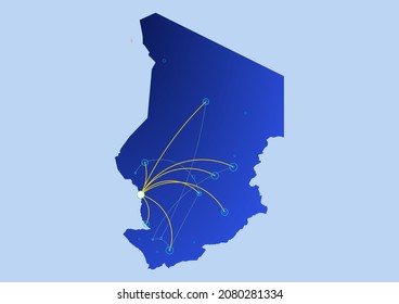 Chad concept map, illustration of Chad for internet or innovation or technology. File is suitable for digital editing and prints of all sizes.