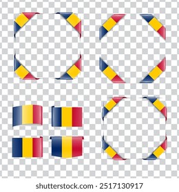 Bandera nacional de esquina de Chad con sombra