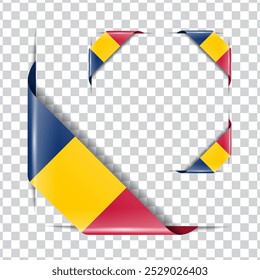 Chad corner national flag with shadow