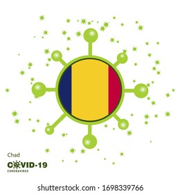 Chad Coronavius Flag Awareness Background. Stay home, Stay Healthy. Take care of your own health. Pray for Country