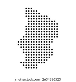Mapa punteado del país Chad. Ilustración de píxel de punto negro aislado sobre fondo blanco. Mosaico del círculo de Vector.