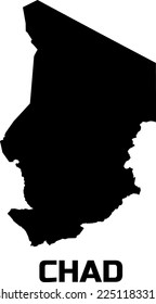 CHAD country map  in  black.  With the  caption of  the name of the country " CHAD".