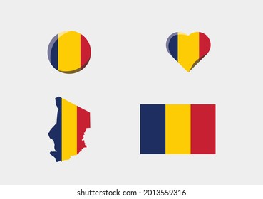 chad country map and pin vector illustration