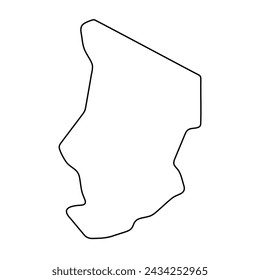 Mapa simplificado de Chad. Contorno de contorno fino de contorno negro. Icono de vector simple