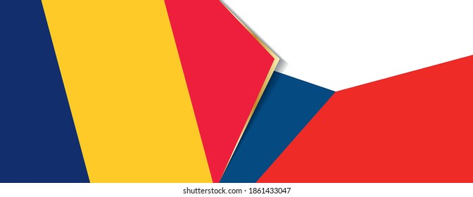 Chad and Czech Republic flags, two vector flags symbol of relationship or confrontation.