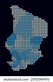 Chad dotted map. Digital style map of the country on dark background. Chad shape with circle dots. Colored dots style. Large size circles. Plain vector illustration.
