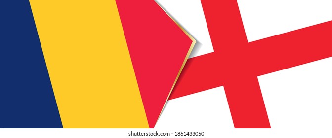 Chad and England flags, two vector flags symbol of relationship or confrontation.