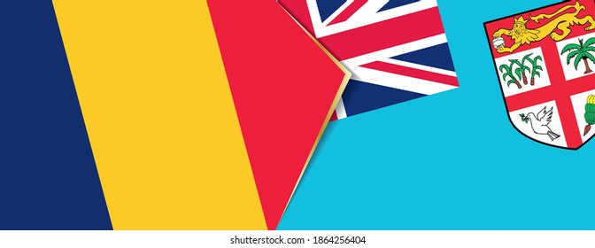 Chad and Fiji flags, two vector flags symbol of relationship or confrontation.