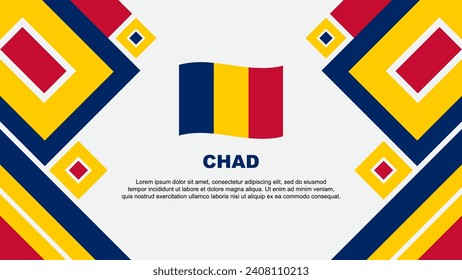 Plantilla de diseño de fondo de resumen de bandera de Chad. Ilustración de vectores de papel tapiz del Día de la Independencia de Chad. Caricatura de Chad