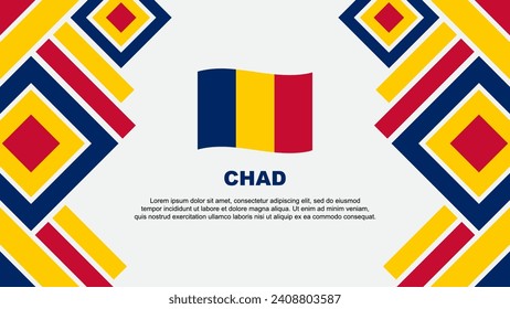 Plantilla de diseño de fondo de resumen de bandera de Chad. Ilustración de vectores de papel tapiz del Día de la Independencia de Chad. Chad