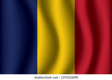 Chad flag background with cloth texture. Chad Flag  vector illustration eps10.