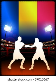 Chad Flag with Boxer on Stadium Background Original Illustration