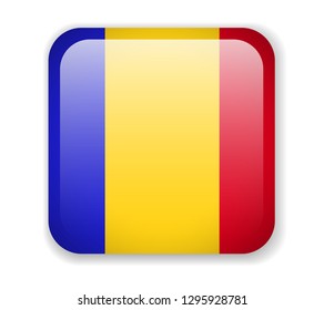 Chad flag bright square icon. Vector Illustration