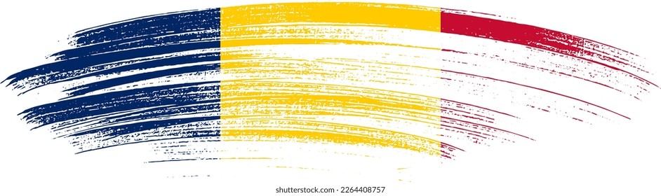 Chad flag with brush paint textured isolated  on png or transparent background