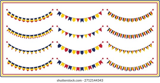 Banner-Set mit Fahnen aus Tschad - Chadian National Colors Garland Vector Collection