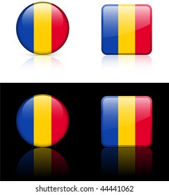 Chad Flag Buttons on White and Black Background Original Vector Illustration AI8 Compatible
