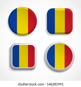 Chad flag buttons set on the white background, vector illustration