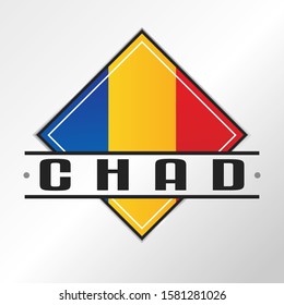 Chad Flag Emblema. Vector Design National. Illustration Country Symbol. Insignia Banner Logo.