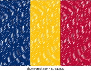 chad flag embroidered zigzag