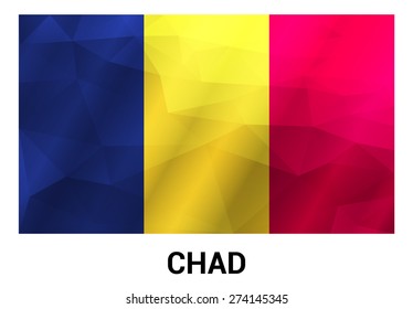 Chad Flag, geometric polygonal shapes. Vector illustration.