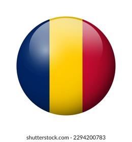 Bandera de Chad - placa de círculo brillante. Icono del vector.