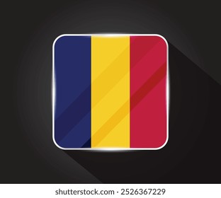 Ilustración de icono cuadrado brillante de bandera de Chad 